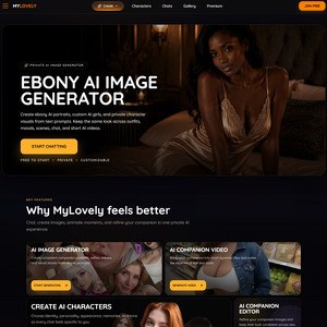 MyLovely AI Ebony, אתרי פורנו שחורים של AI
