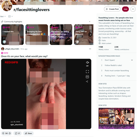 Reddit Facesitting Lovers