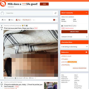 Lactation, Reddit NSFW List