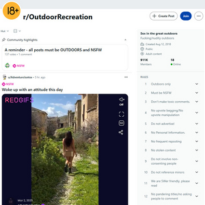Reddit Outdoor Recreation, NSFW Redditu