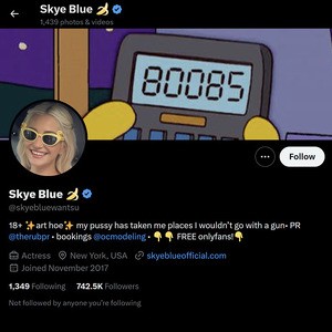 Skye Blue, Twitter Porn Accounts