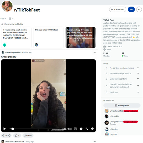 Reddit TikTok Feet