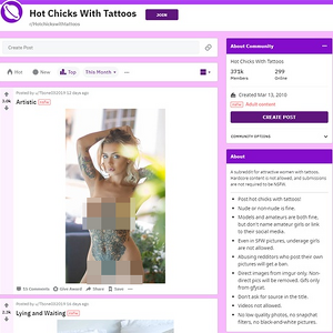 Hot Chicks With Tattoos, Reddit NSFW List