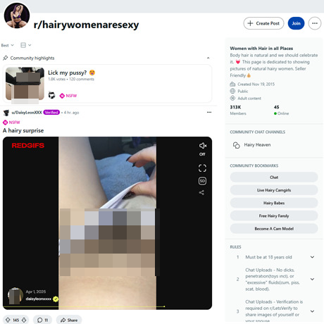 Reddit HairyWomenAreSexy