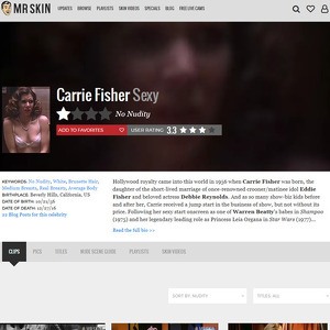 Carrie Fisher, Nude Celebrities List