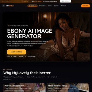 MyLovely AI Ebony, Εβένι AI Πορνογραφικές Ιστοσελίδες