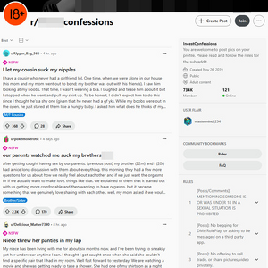 Reddit Taboo Confessions, Tabu Porno Si̇teleri̇