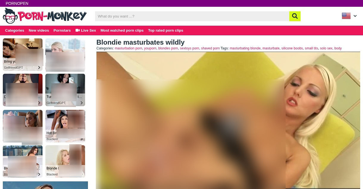 I Went Bananas on Porn-Monkey.com So You'd Know What You're Actually Getting 3 Video page on Porn-Monkey showing the native player and the left-hand ad rail